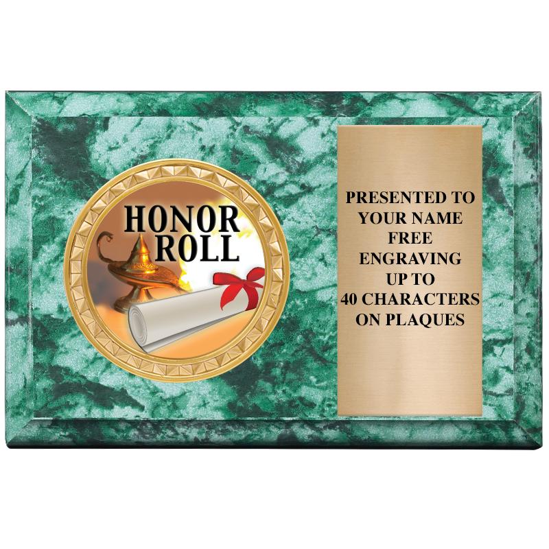 6" X 4" GREEN MBL INSERT PLQ