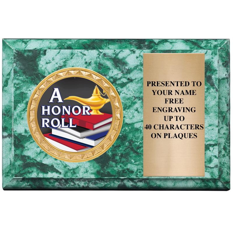 6" X 4" GREEN MBL INSERT PLQ