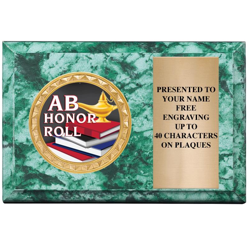 6" X 4" GREEN MBL INSERT PLQ