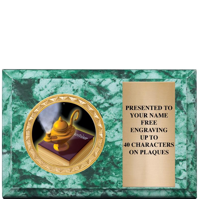 6" X 4" GREEN MBL INSERT PLQ