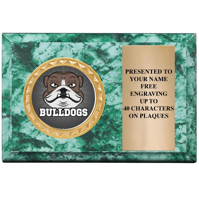 6" X 4" GREEN MBL INSERT PLQ