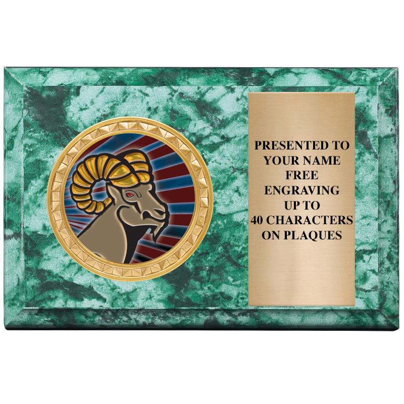 6" X 4" GREEN MBL INSERT PLQ