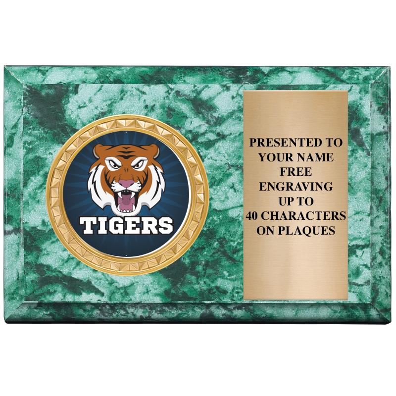 6" X 4" GREEN MBL INSERT PLQ