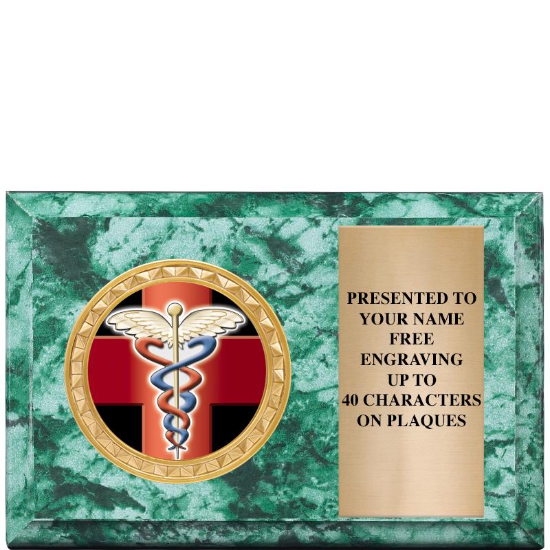 6" X 4" GREEN MBL INSERT PLQ