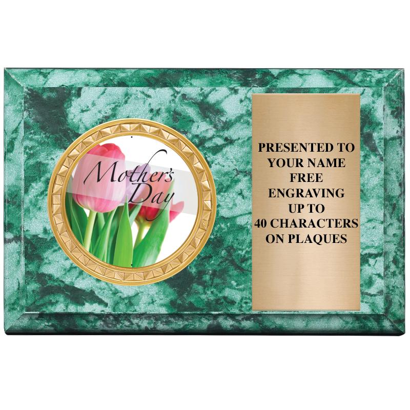 6" X 4" GREEN MBL INSERT PLQ