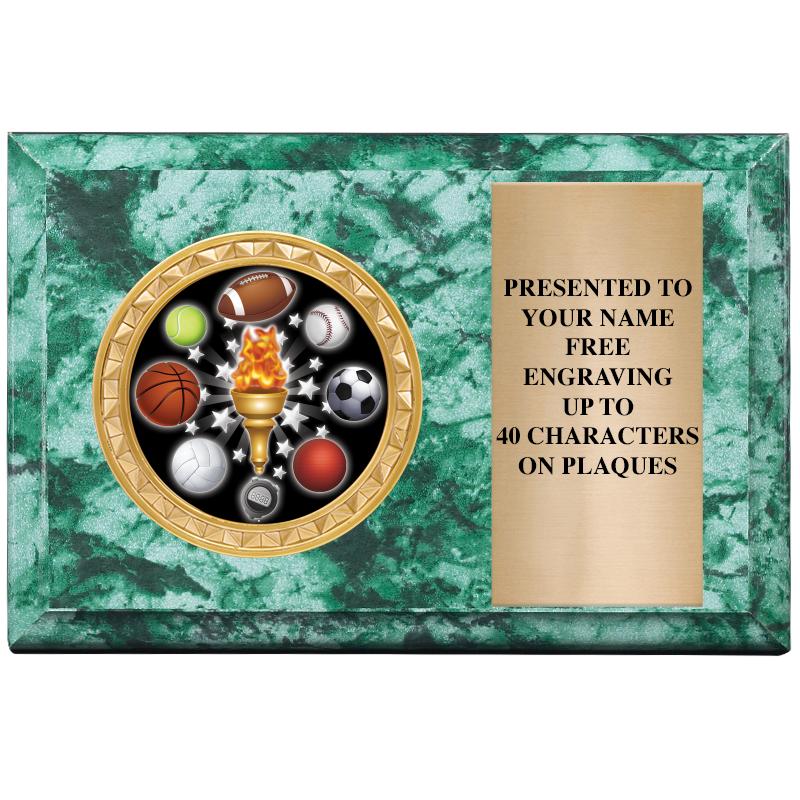 6" X 4" GREEN MBL INSERT PLQ