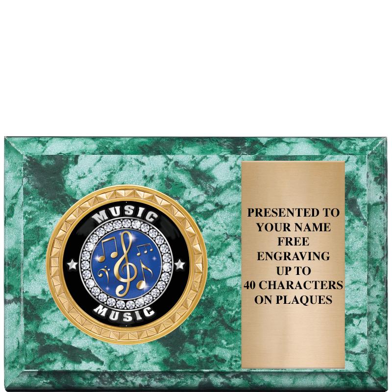 6" X 4" GREEN MBL INSERT PLQ