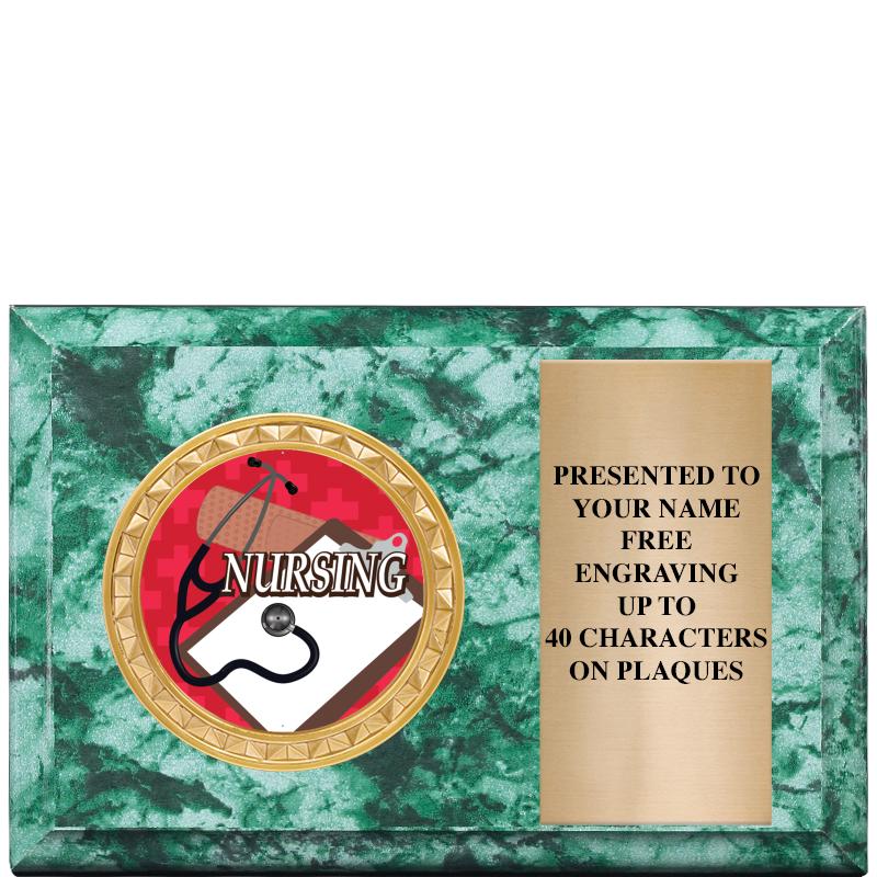 6" X 4" GREEN MBL INSERT PLQ