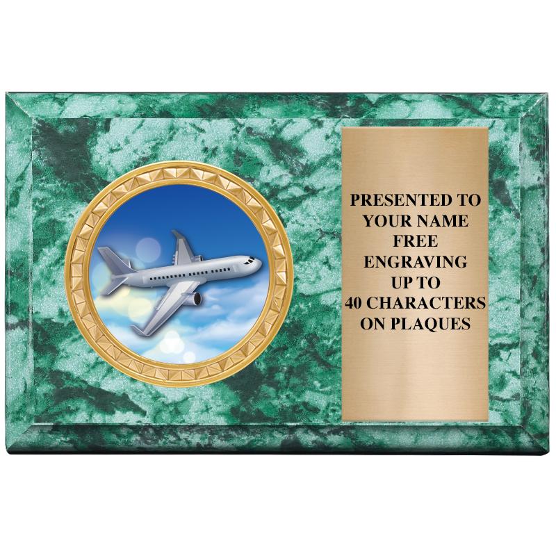 6" X 4" GREEN MBL INSERT PLQ