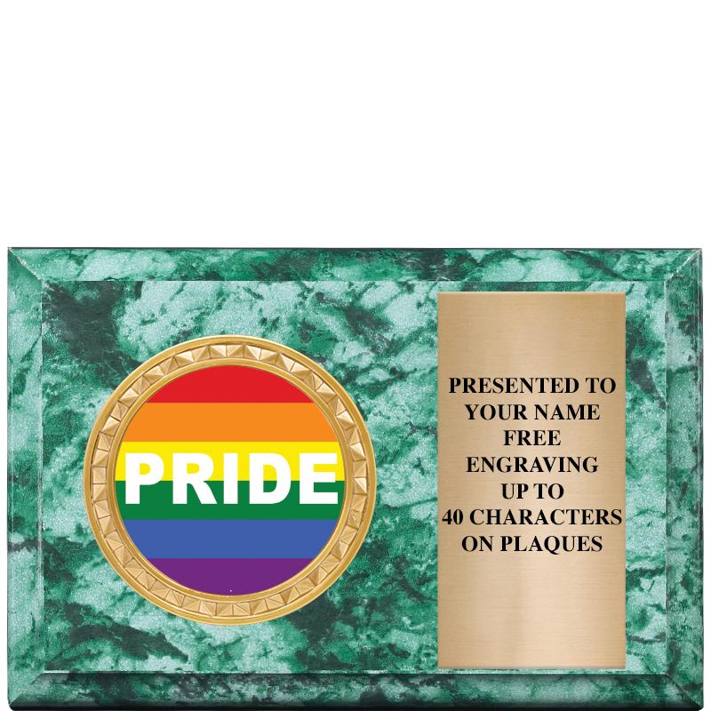 6" X 4" GREEN MBL INSERT PLQ