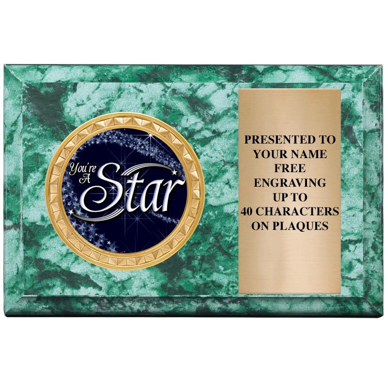 6" X 4" GREEN MBL INSERT PLQ