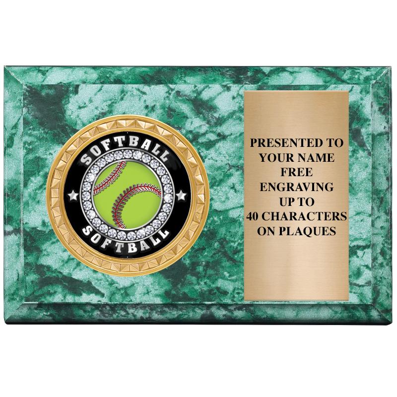 6" X 4" GREEN MBL INSERT PLQ