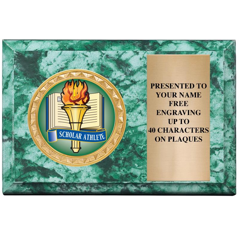 6" X 4" GREEN MBL INSERT PLQ