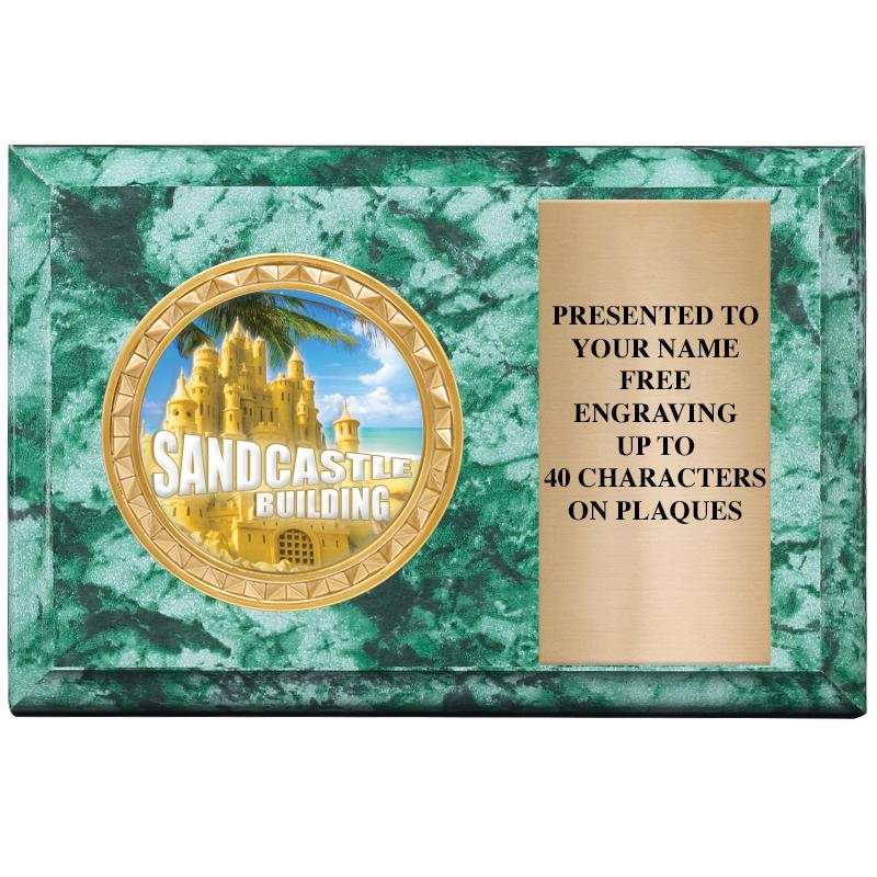 6" X 4" GREEN MBL INSERT PLQ