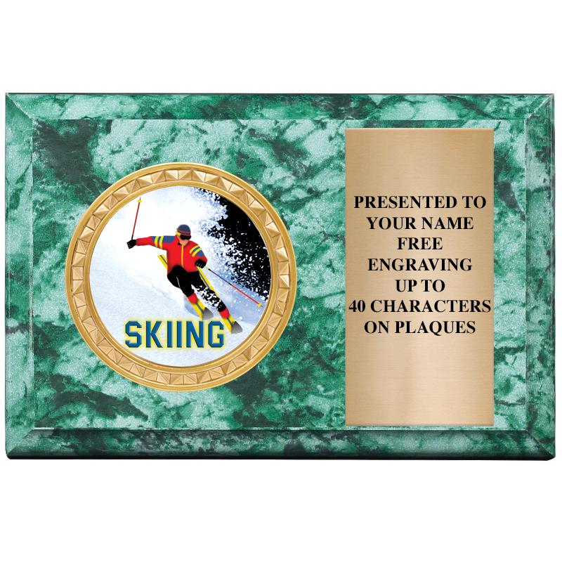 6" X 4" GREEN MBL INSERT PLQ