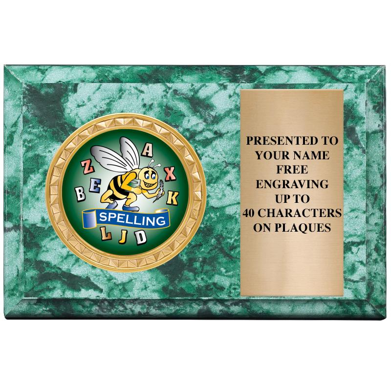 6" X 4" GREEN MBL INSERT PLQ