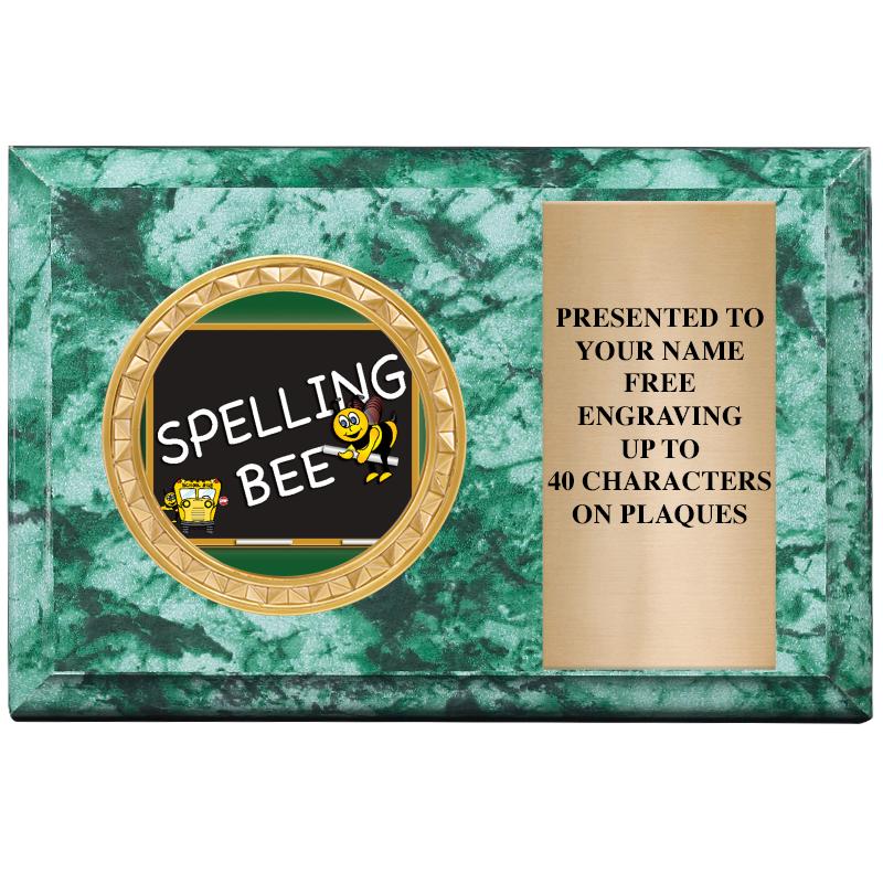 6" X 4" GREEN MBL INSERT PLQ