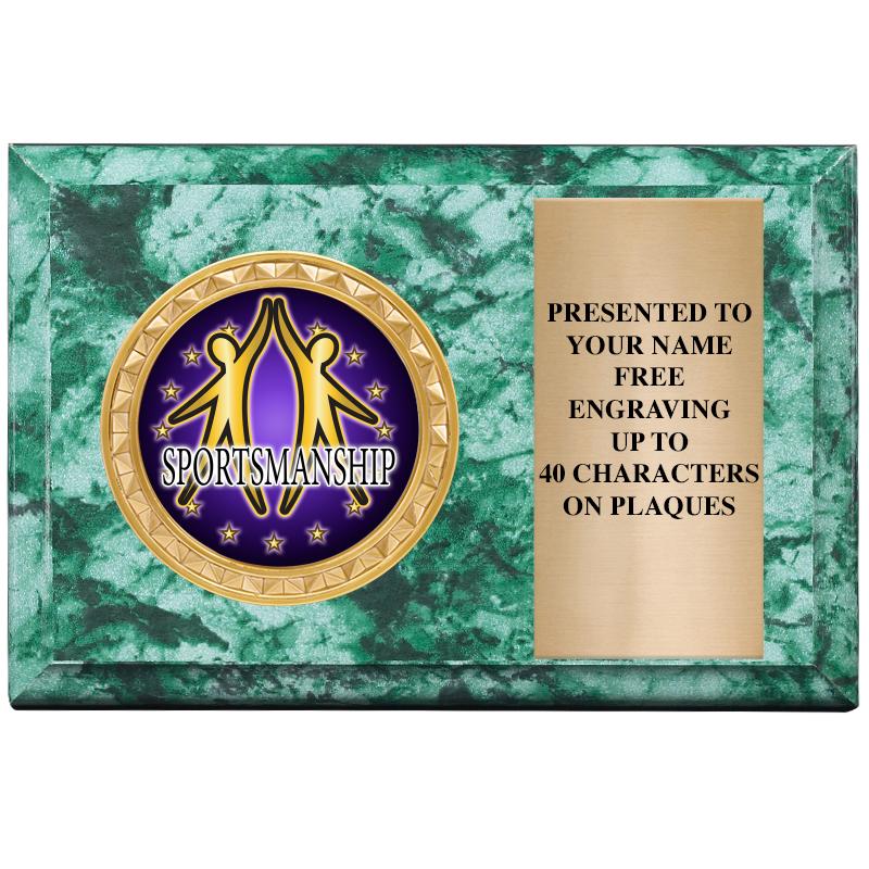 6" X 4" GREEN MBL INSERT PLQ