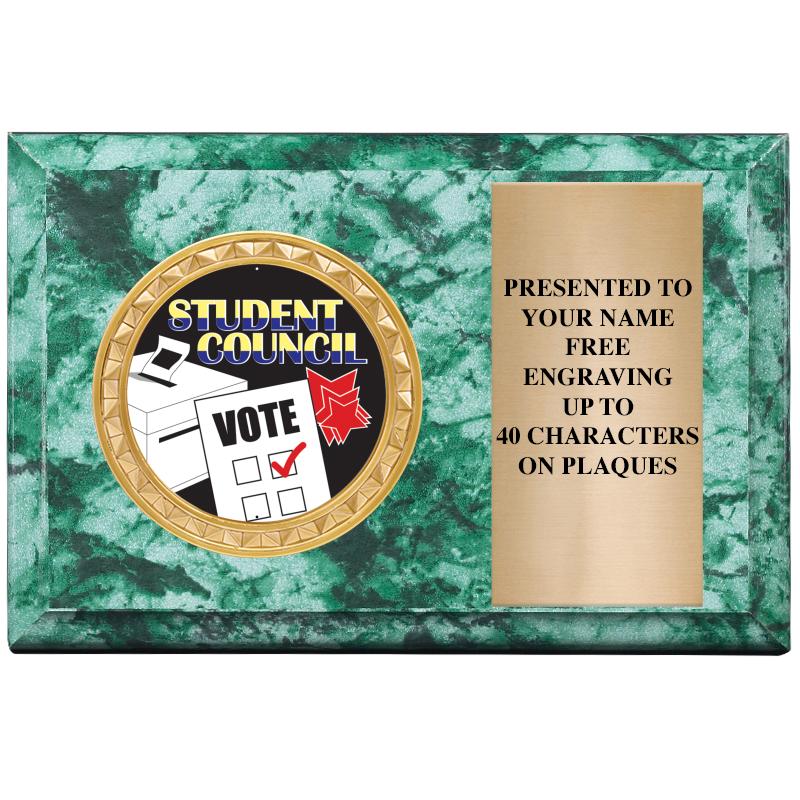 6" X 4" GREEN MBL INSERT PLQ