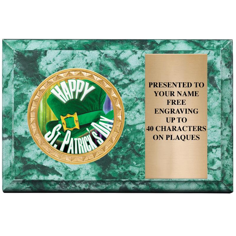 6" X 4" GREEN MBL INSERT PLQ