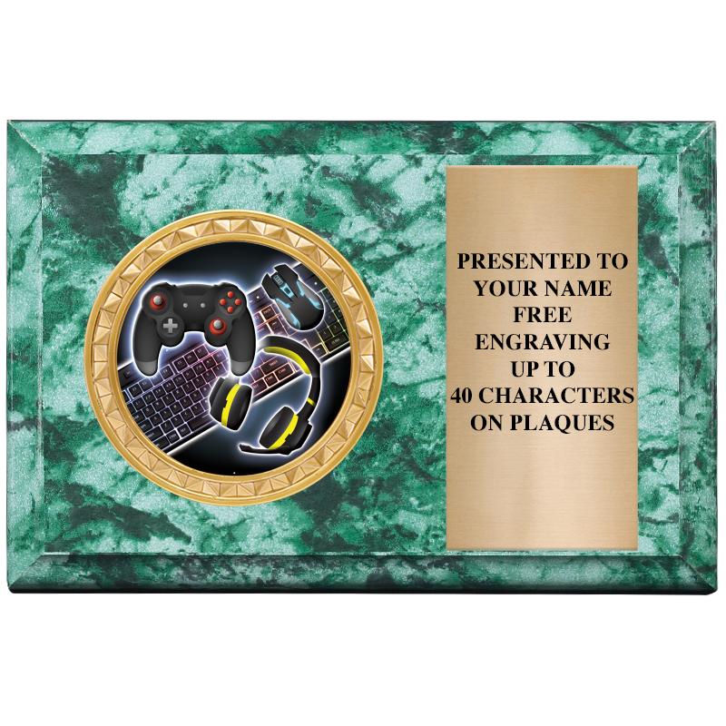 6" X 4" GREEN MBL INSERT PLQ