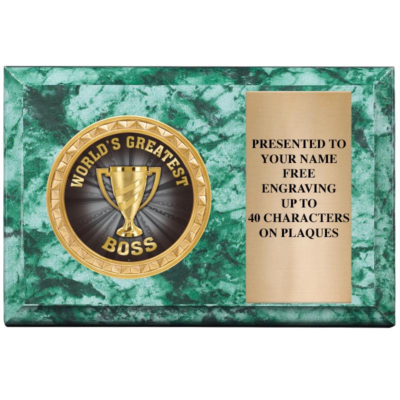 6" X 4" GREEN MBL INSERT PLQ