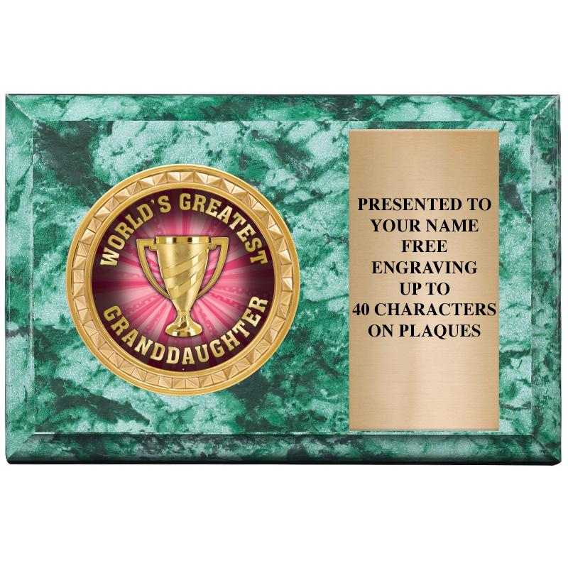 6" X 4" GREEN MBL INSERT PLQ