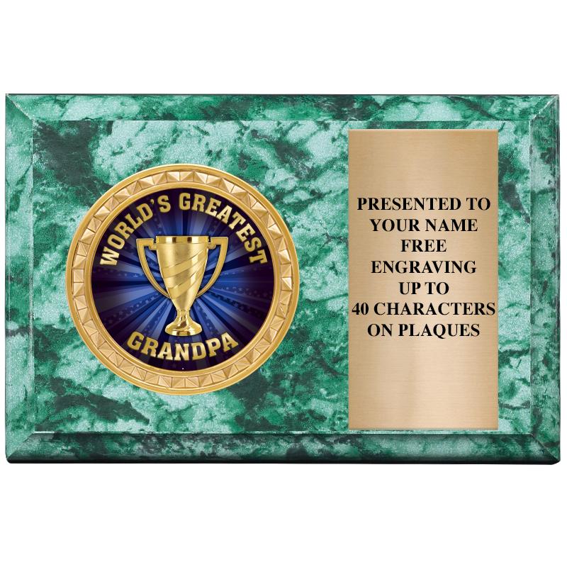 6" X 4" GREEN MBL INSERT PLQ