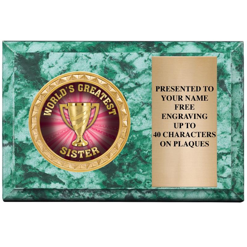 6" X 4" GREEN MBL INSERT PLQ