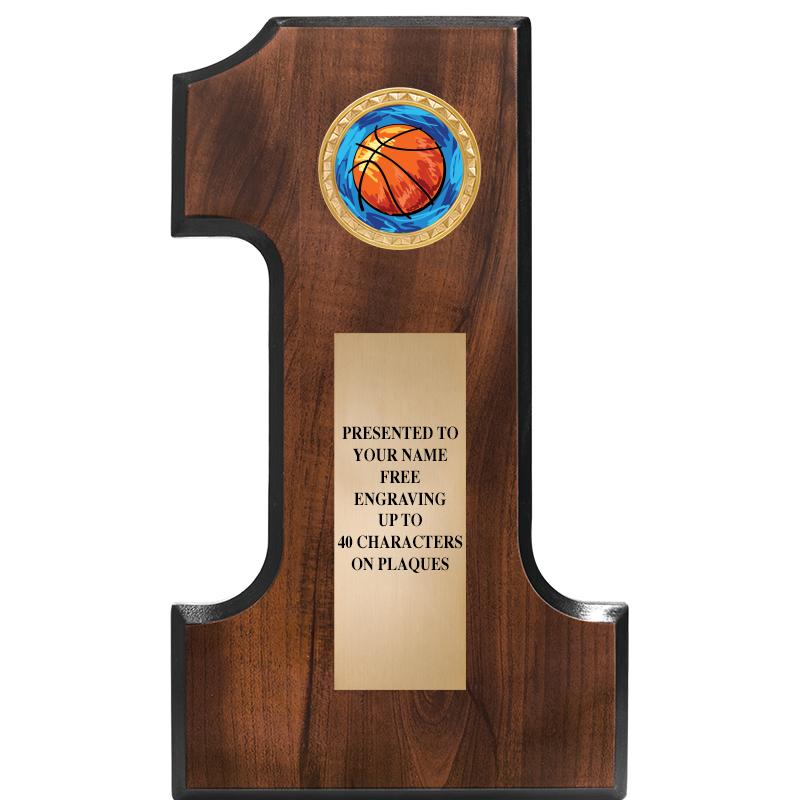 Crown Awards Personalized Walnut Basketball Plaque, 7 x 9 Basketball Plaques