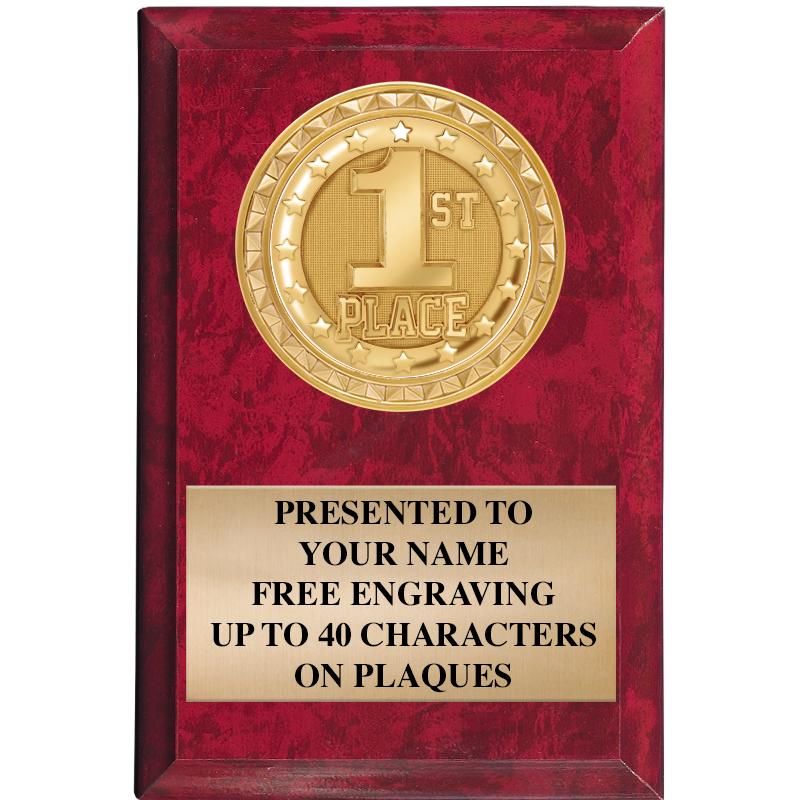 4" X 6" RED MBL INSERT PLQ