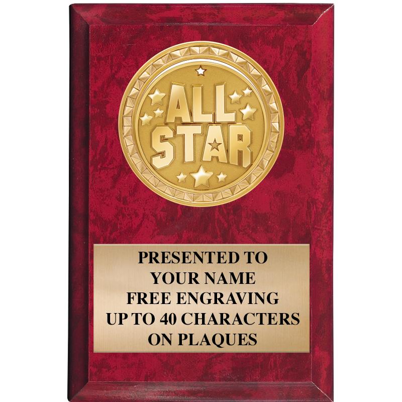 4" X 6" RED MBL INSERT PLQ