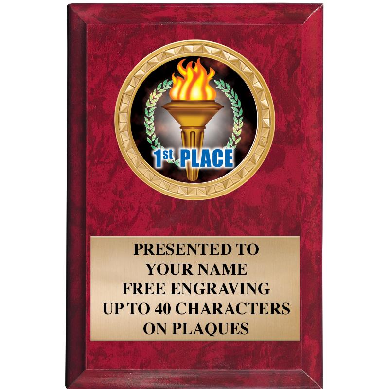 4" X 6" RED MBL INSERT PLQ