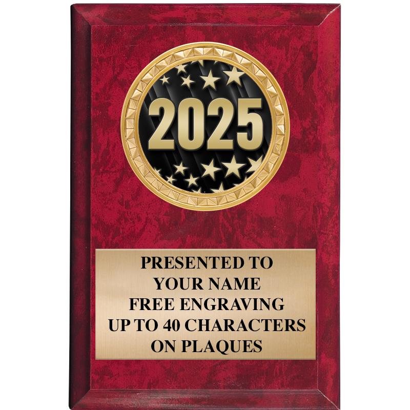 4" X 6" RED MBL INSERT PLQ