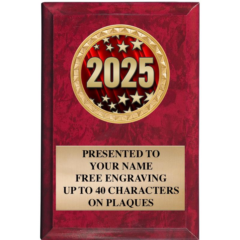 4" X 6" RED MBL INSERT PLQ