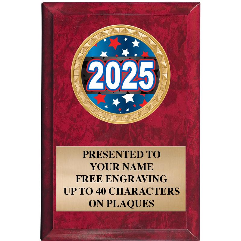 4" X 6" RED MBL INSERT PLQ