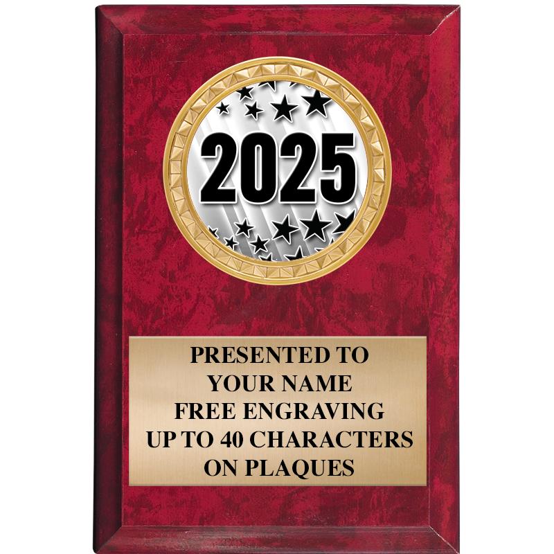 4" X 6" RED MBL INSERT PLQ