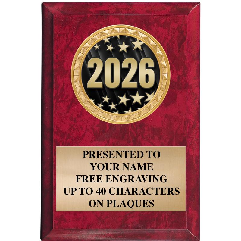 4" X 6" RED MBL INSERT PLQ