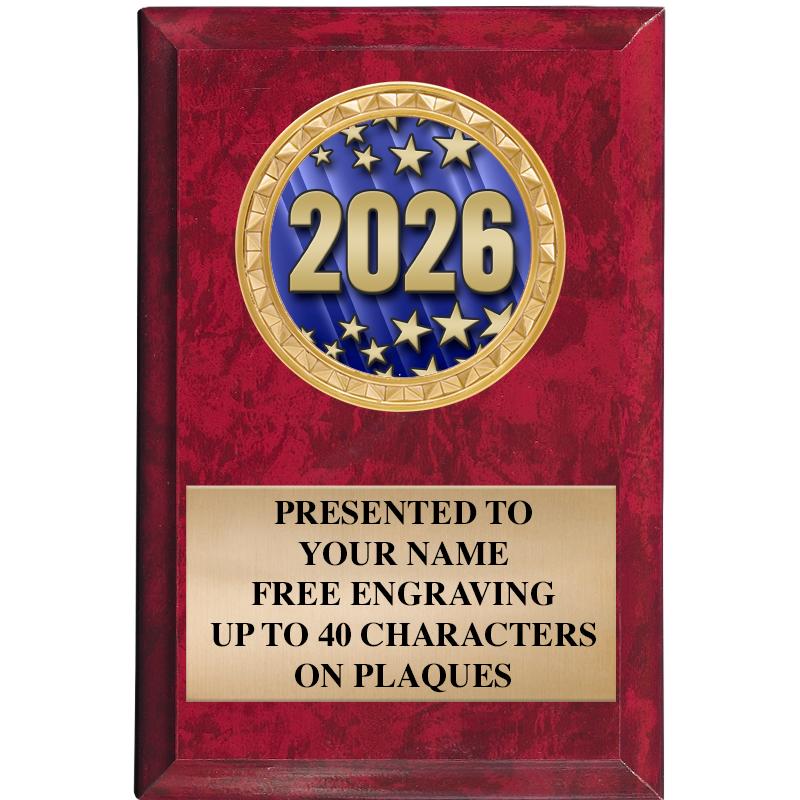 4" X 6" RED MBL INSERT PLQ