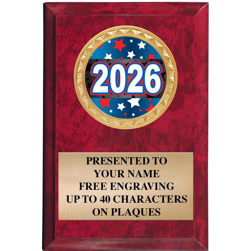 4" X 6" RED MBL INSERT PLQ