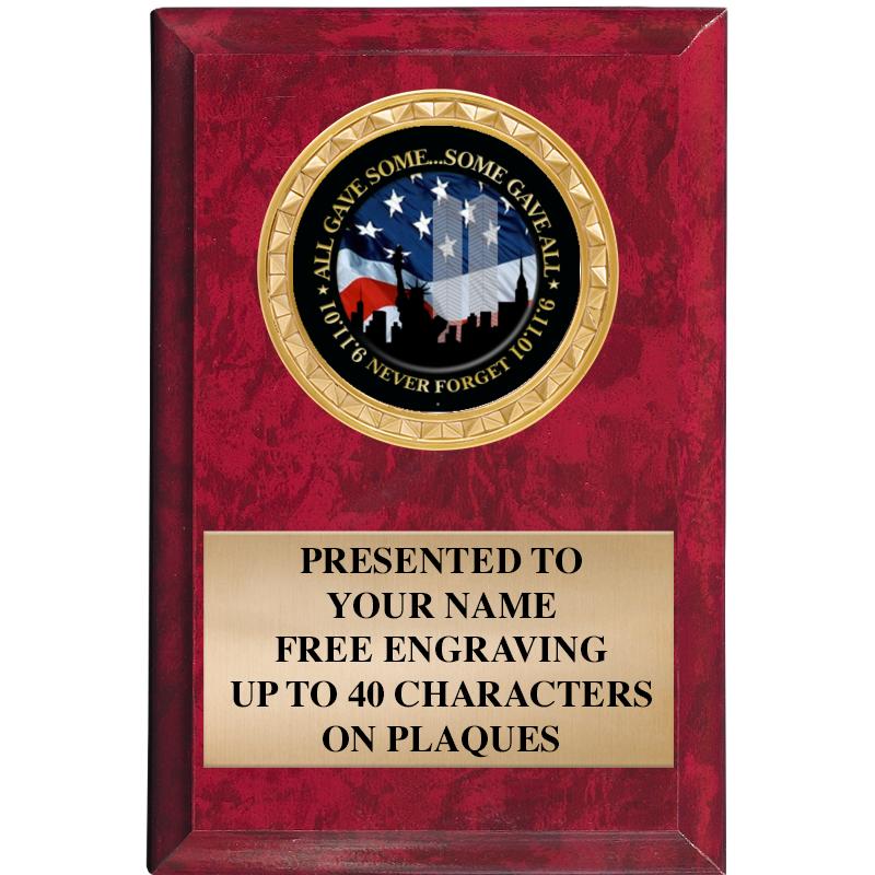 4" X 6" RED MBL INSERT PLQ