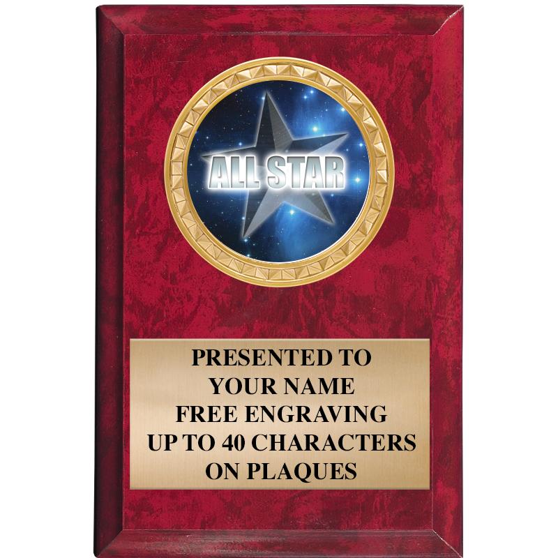 4" X 6" RED MBL INSERT PLQ