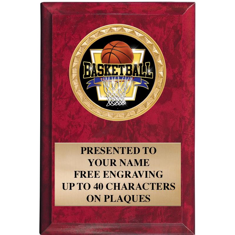 4" X 6" RED MBL INSERT PLQ