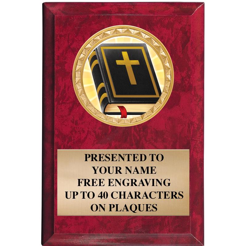 4" X 6" RED MBL INSERT PLQ