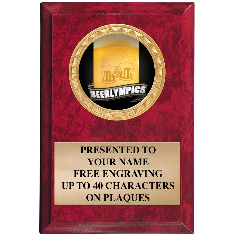 4" X 6" RED MBL INSERT PLQ