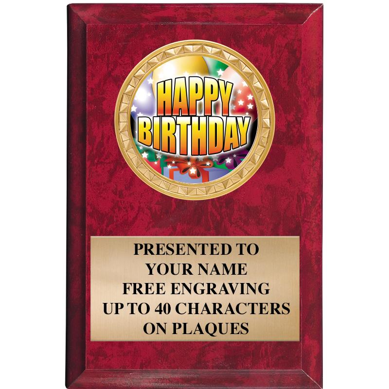 4" X 6" RED MBL INSERT PLQ