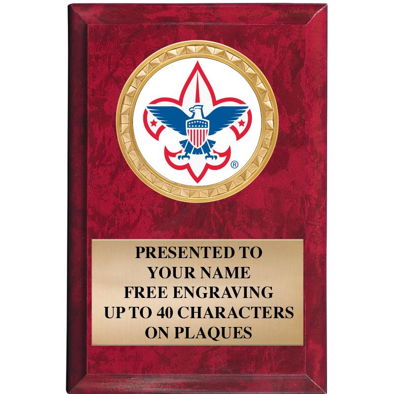 4" X 6" RED MBL INSERT PLQ