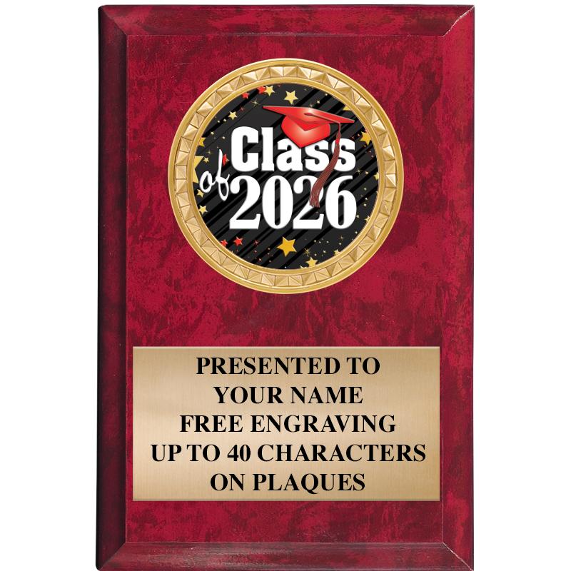 4" X 6" RED MBL INSERT PLQ