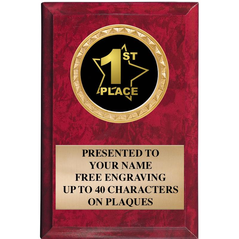 4" X 6" RED MBL INSERT PLQ