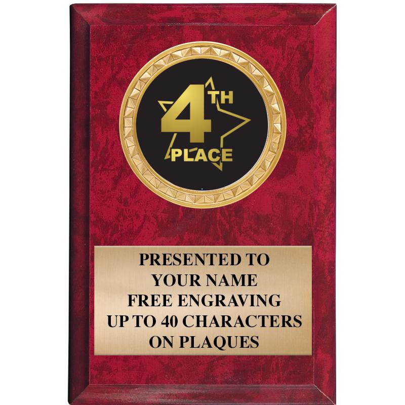 4" X 6" RED MBL INSERT PLQ